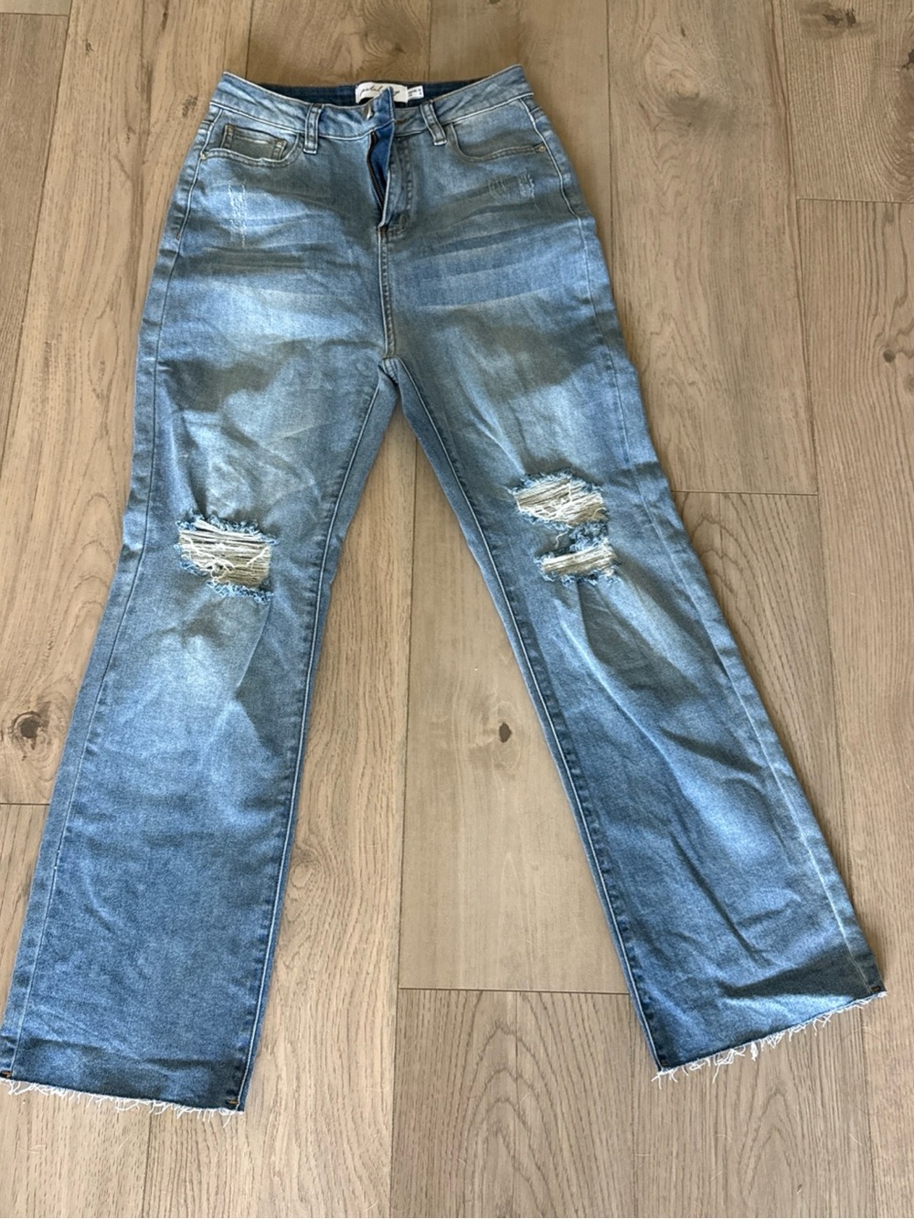 Petal And Pup Jeans Women's Straight Leg Distressed High Rise Raw Hem Grunge 6